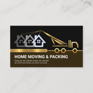 Creative Gold Crane Border Line Home Moving Business Card