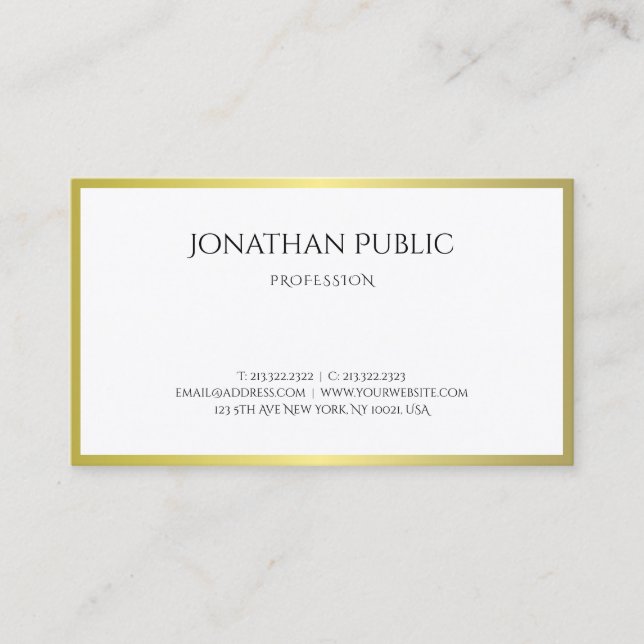 Creative Gold Look Modern Plain Luxe Professional Business Card (Front)