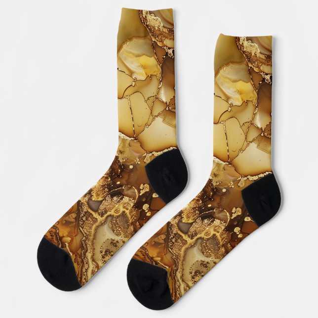 Creative Gold Marble Design Socks (Left)