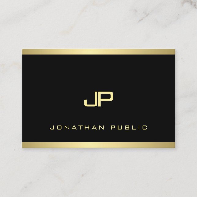 Creative Gold Monogrammed Plain Modern Elegant Business Card (Front)