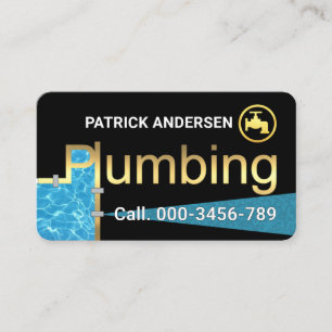Creative Gold Plumbing Pipes Leaking Faucet Business Card
