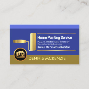 Creative Gold Roller Paint Brush Handyman Painter  Business Card