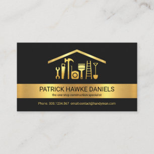 Creative Gold Stripe Rooftop Handyman Tools Business Card