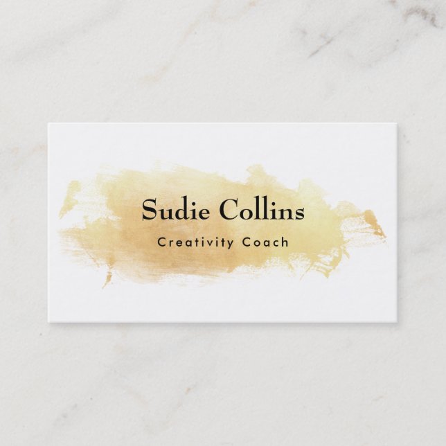 Creative Gold Watercolor Brushstroke Business Card (Front)