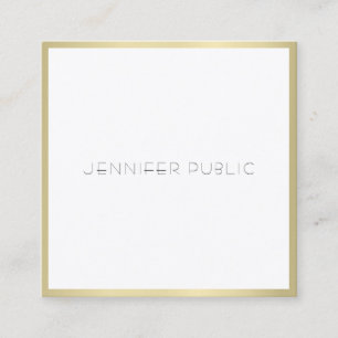 Creative Gold White Modern Simple Template Elegant Square Business Card