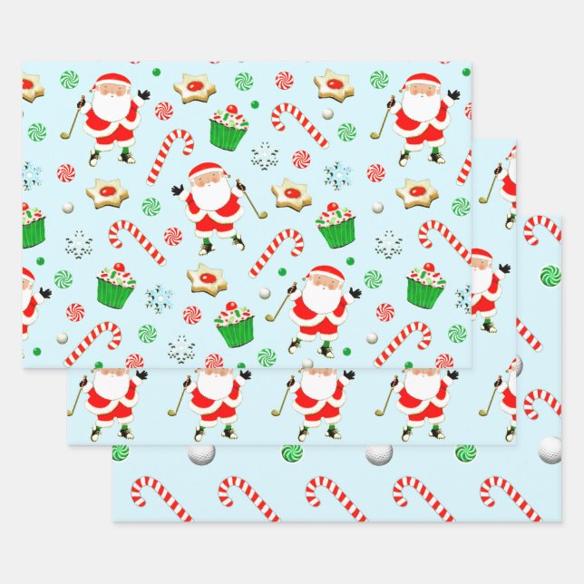 Creative Golf Christmas Holiday Gift Wrapping Paper Sheet (Set)