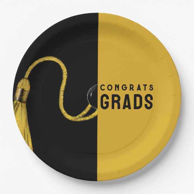 Creative Graduation Gold Paper Plates (Front)