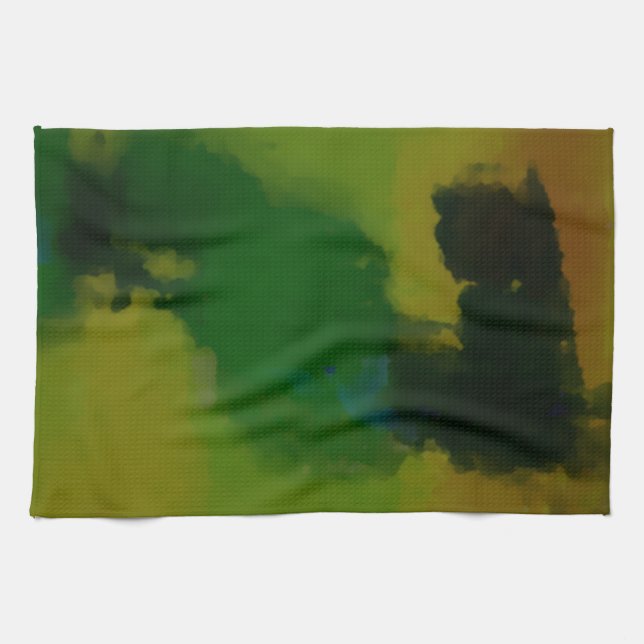 Creative Green Yellow Abstract Tea Towel (Horizontal)
