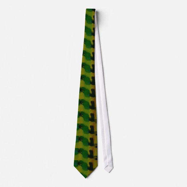 Creative Green Yellow Abstract Tie (Front)