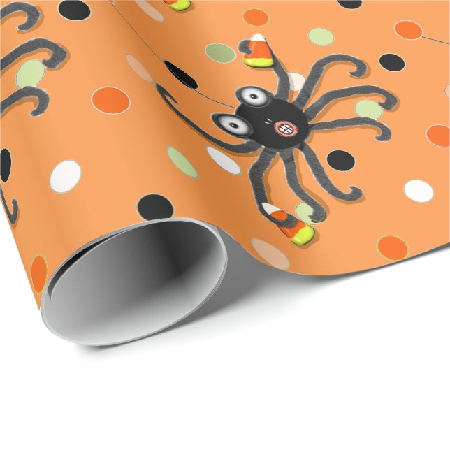 Creative Halloween Spider Polkadots Wrapping Paper (Roll Corner)