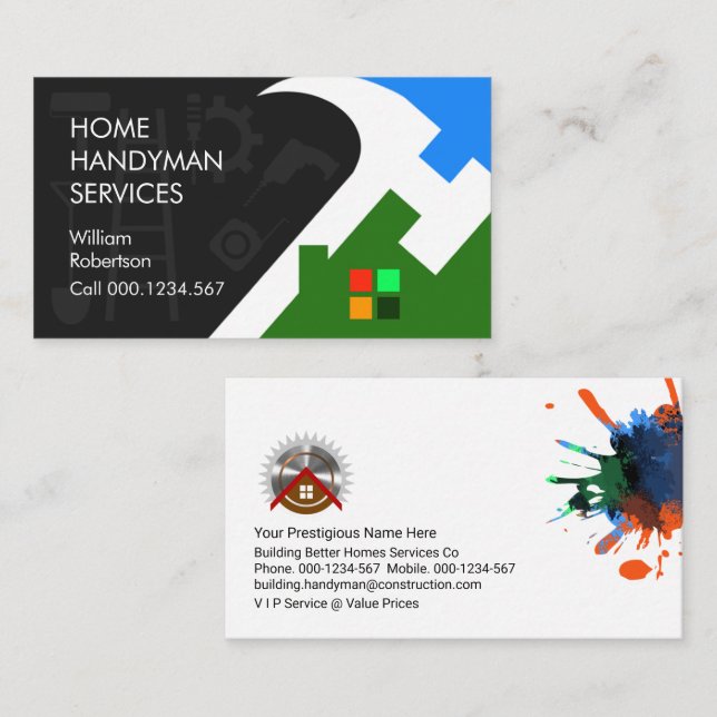 Creative Hammer Rooftop Building Business Card (Front/Back)