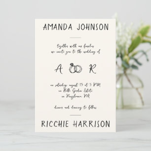 Creative Handwriting Script & Monogram Wedding Invitation