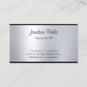 Creative Handwritten Script Silver Calligraphy Business Card