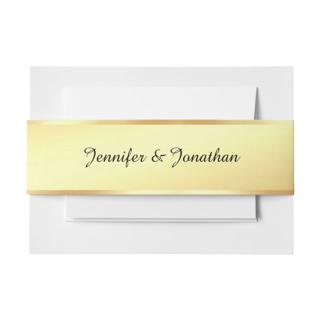 Creative Handwritten Script Text Faux Gold Elegant Invitation Belly Band (Front Example)