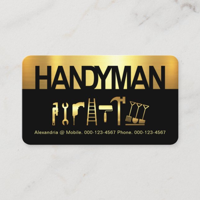 Creative Handyman Signage Gold Layer Business Card (Front)