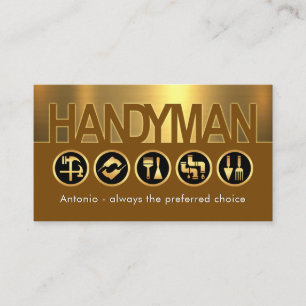 Creative Handyman Signage On Gold Layer Business Card