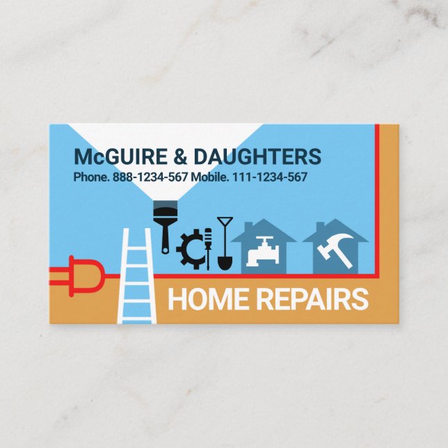 Creative Handyman Tools Border Business Card (Front)