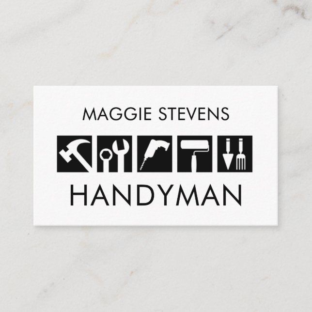 Creative Handyman Tools Icon Business Card (Front)