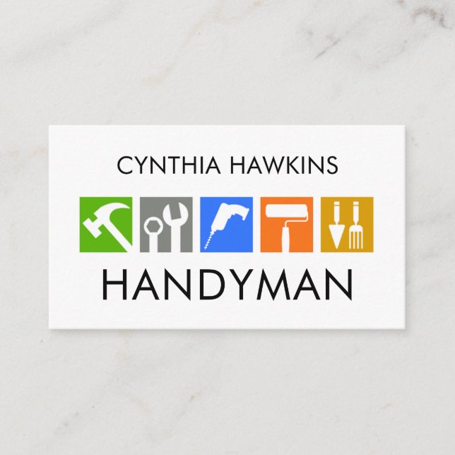 Creative Handyman Tools Icon Business Card (Front)