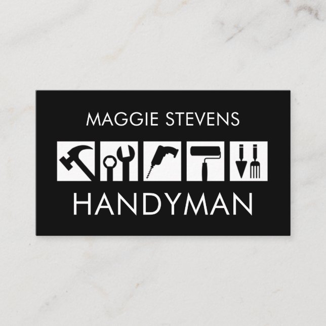 Creative Handyman Tools Icon Business Card (Front)