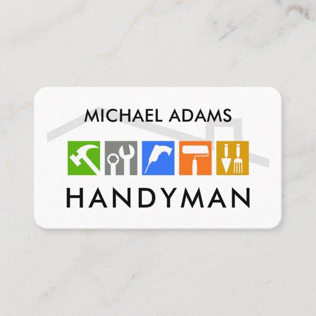 Creative Handyman Tools Icon Business Card (Front)