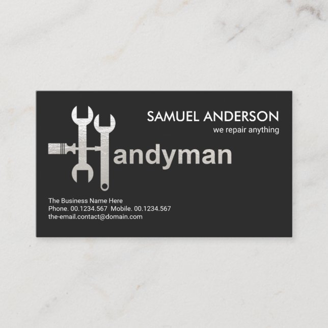 Creative Handyman Tools Motif Handyman Signage Business Card (Front)