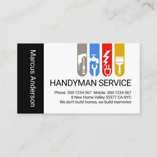 Creative Handyman Tools Tab Home Repairs Business Card (Front)