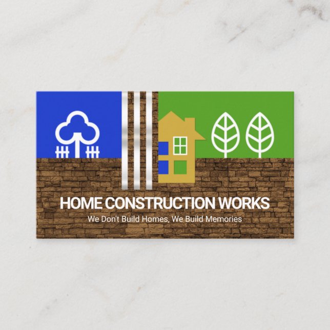 Creative Home Landscape Silver Re-Bar Construction Business Card (Front)