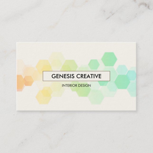 Creative Honeycomb Gradient Ivory White Business Card (Front)