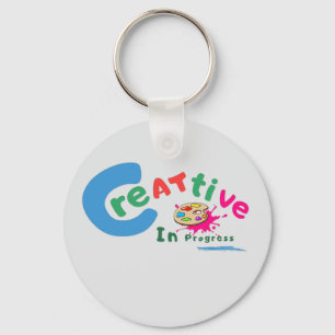 Creative in Progress Colourful Artistic Quote Key Ring