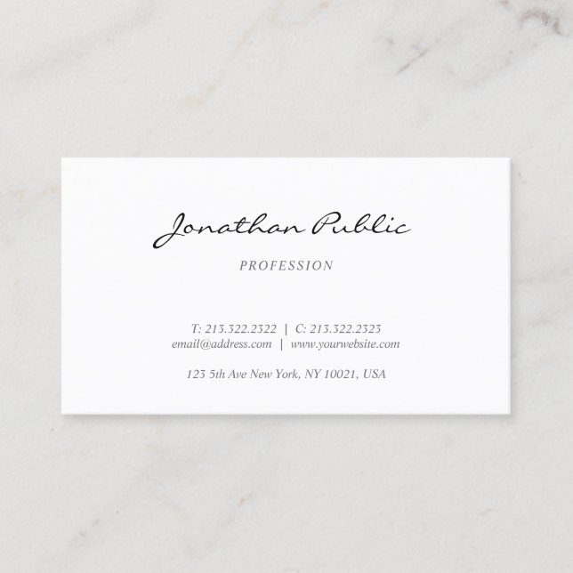 Creative Italic Script Modern Design Trendy Plain Business Card (Front)
