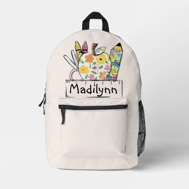 Creative Kit: Personalised School Supplies Printed Backpack (Front)