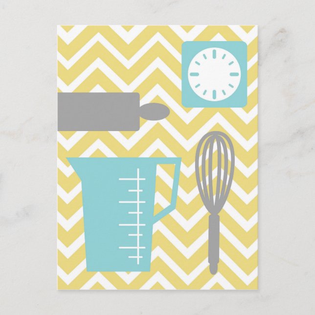Creative Kitchens - Utensils on chevron Postcard (Front)