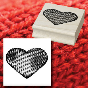 Creative Knit Heart Rubber Stamp