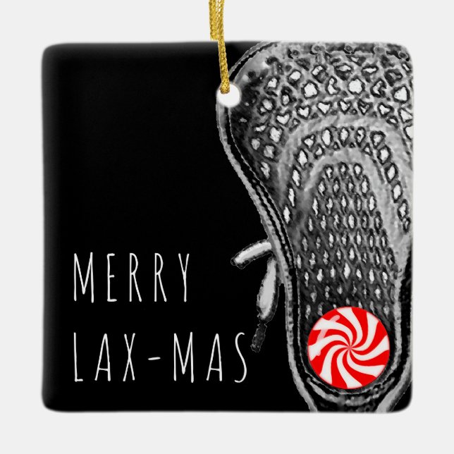 Creative Lacrosse Christmas Ceramic Ornament (Front)