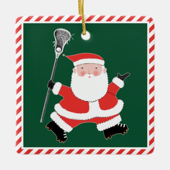 Creative Lacrosse Christmas Collectable Ceramic Ornament (Front)