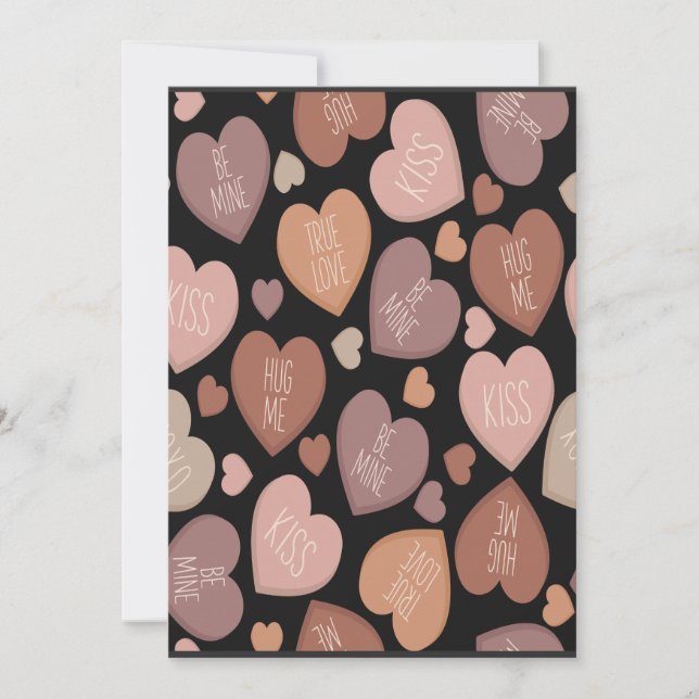 Creative language of hearts in seamless pattern holiday card (Front)