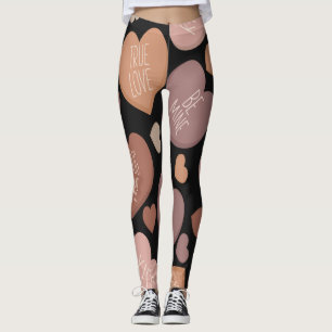 Creative language of hearts in seamless pattern leggings