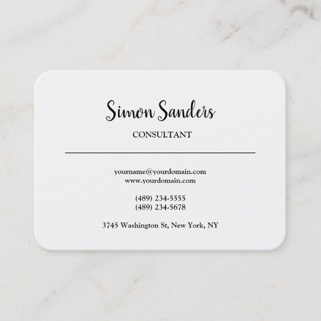 Creative Large Plain Simple Minimalist Black White Business Card (Front)