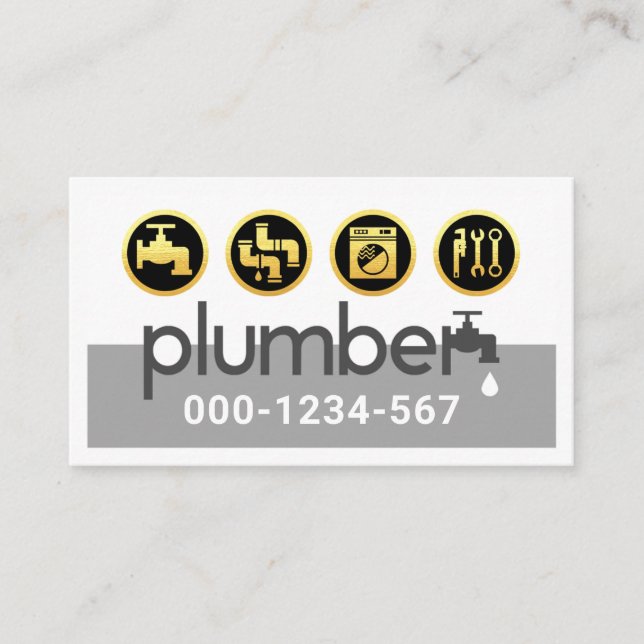 Creative Leaking Plumber Faucet Plumbing Business Card (Front)