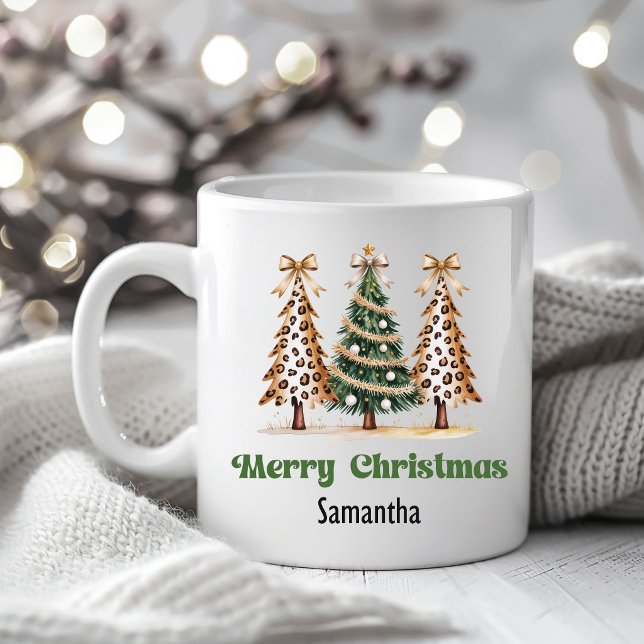 Creative Leopard Christmas Trees Custom Name Mug (Creative Leopard Christmas Trees Custom Name Mug)