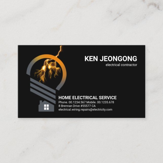 Creative Lightbulb Home Lightning Strike Business Card (Front)