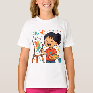Creative Little Artist Girl – Colourful Painting  T-Shirt