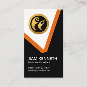 Creative Manpower Consultant Orange V Business Card