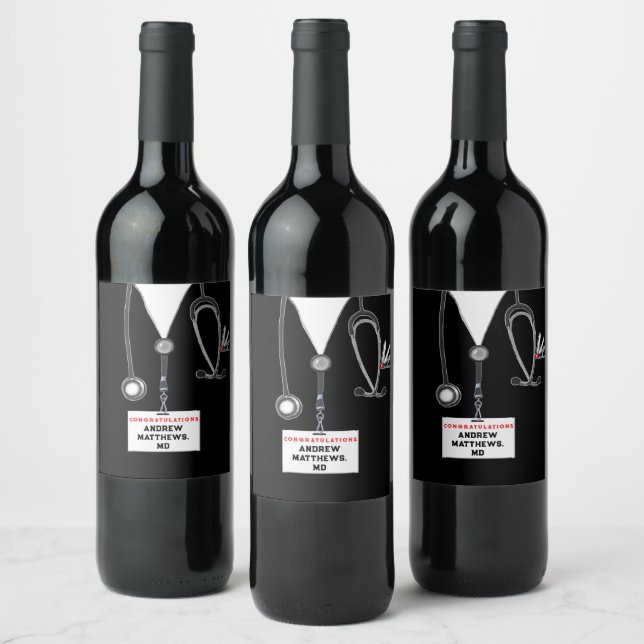 Creative Medical School Graduation Wine Label (Bottles)