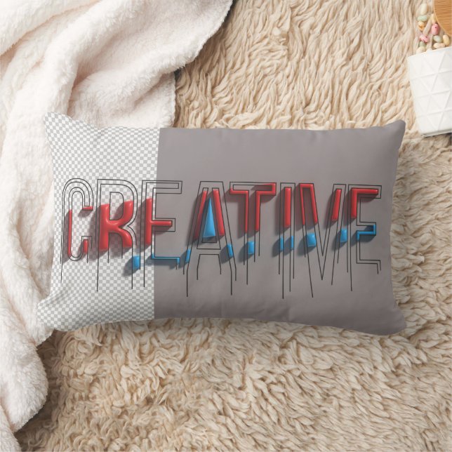 Creative - Melting 3D Typography Lumbar Pillow (Blanket)