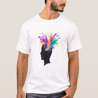 Creative Mind Color Splash Silhouette Artistic T-Shirt