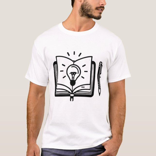 Creative Minds: Book, Lightbulb, Pencil Design Sty T-Shirt (Front)
