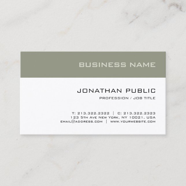 Creative Minimal Modern Plain Trendy Luxury Chic Business Card (Front)