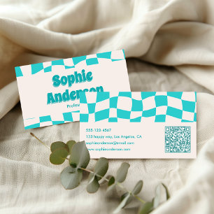 Creative Minimal Professional Modern Teal Wavy Business Card